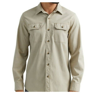 Wrangler Epic Soft Flex Men Oversized Button-Up Long Sleeves Shirt Beige 2XL